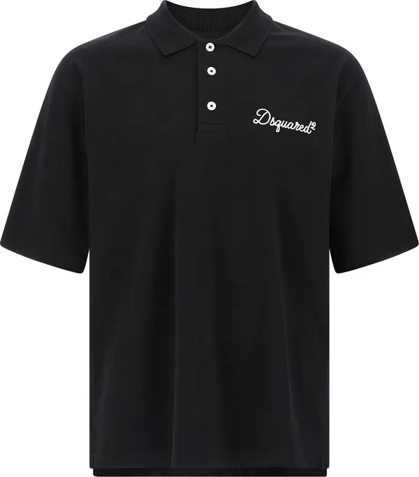Black Cotton Polo Shirt