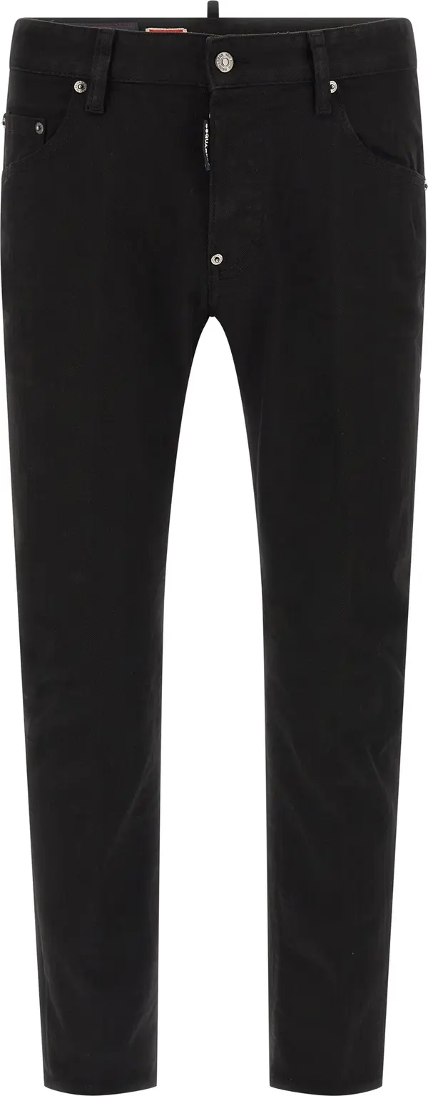 Black Cotton Straight-Leg Jeans