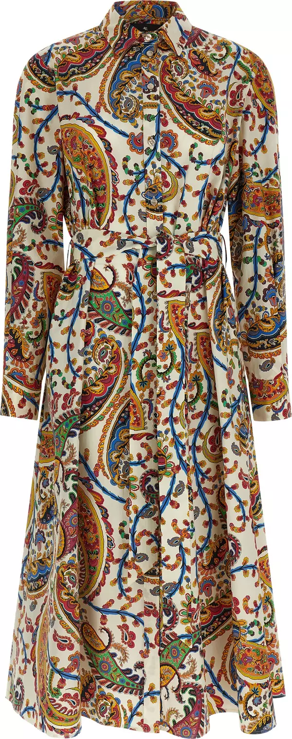 Multicolor Cotton Midi Dress