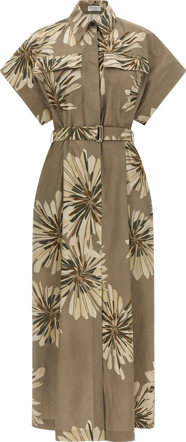 Bicolor Cotton Long Dress