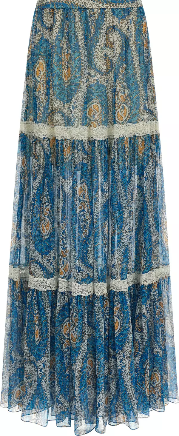 Blue Silk Mini Skirt