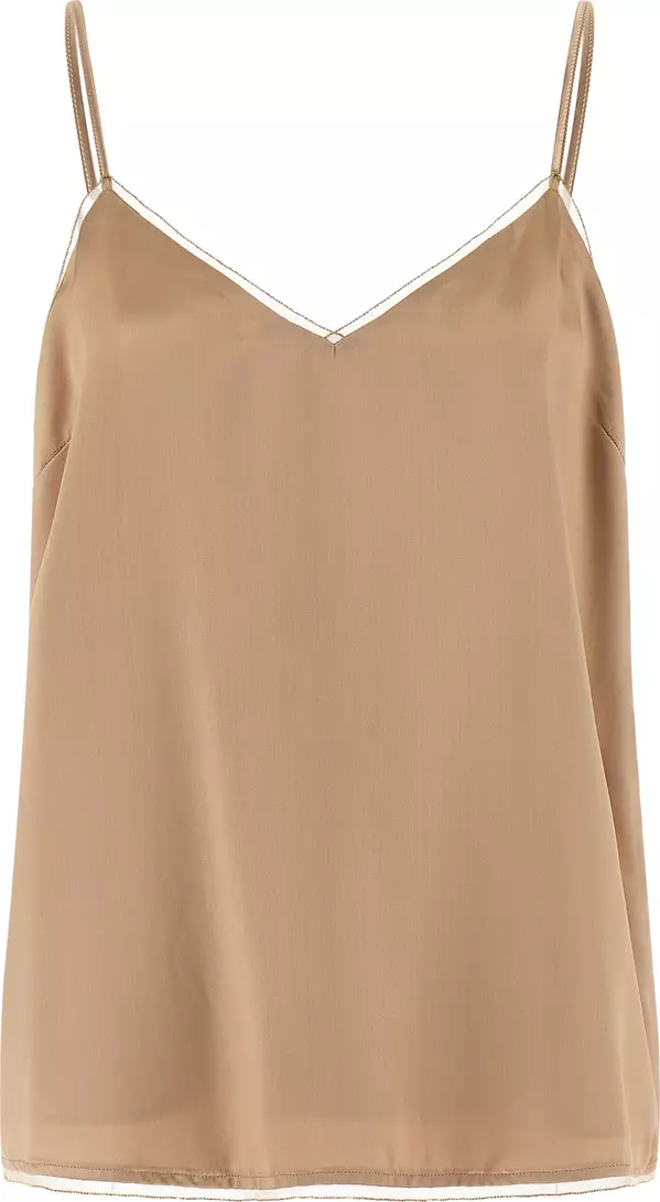 Beige Viscose Tank Tops