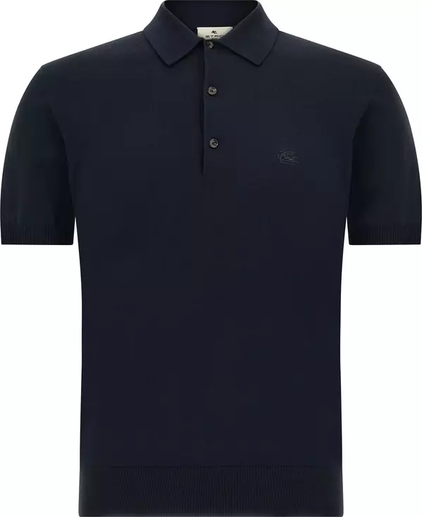 Blue Cotton Polo Shirt