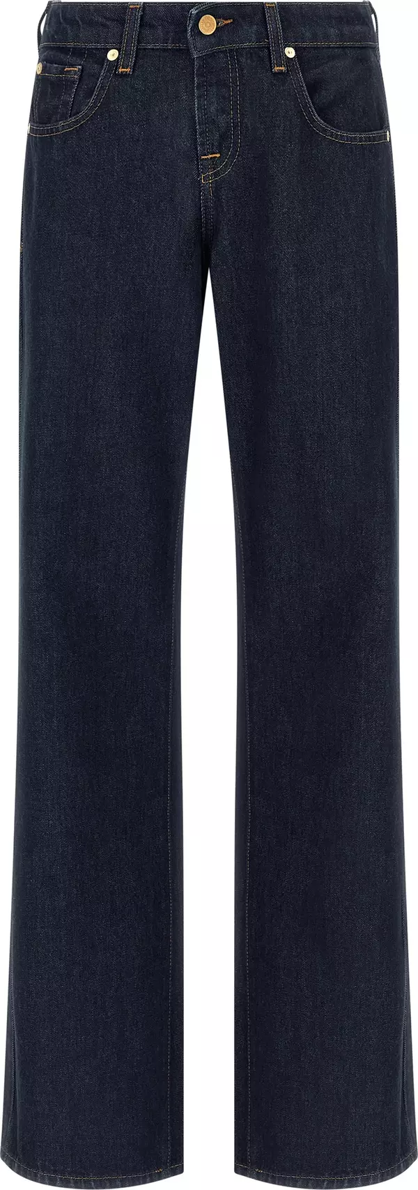 Blue Cotton Straight-Leg Jeans
