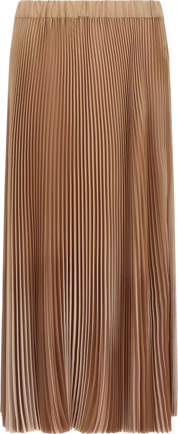 Beige Polyester Midi Skirt