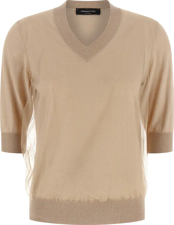 Beige Virgin Wool Cardigan