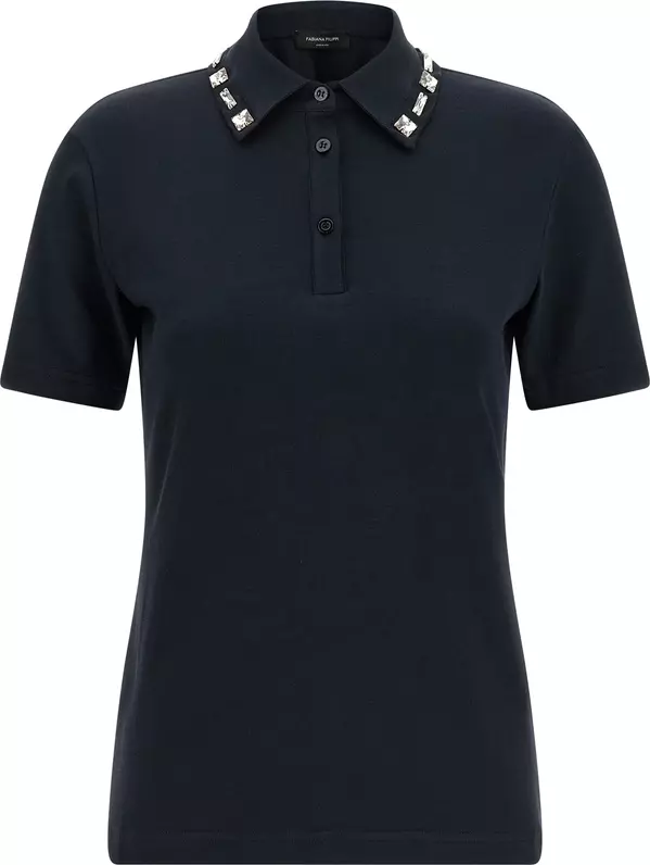 Blue Cotton Polo Shirt