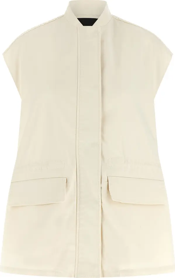 Beige Cotton Sleeveless Jacket