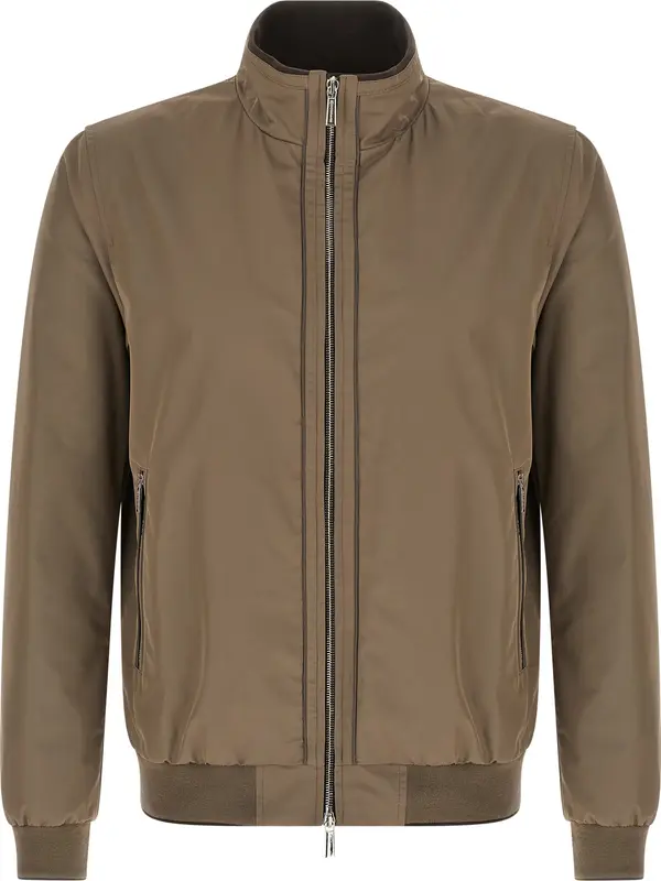 Beige Polyester Bomber