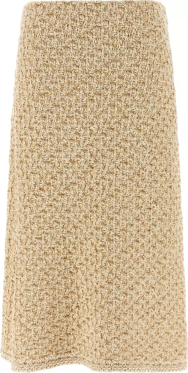 Gold Cotton Midi Skirt