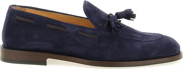 Blue Calfskin Slip-On Loafers