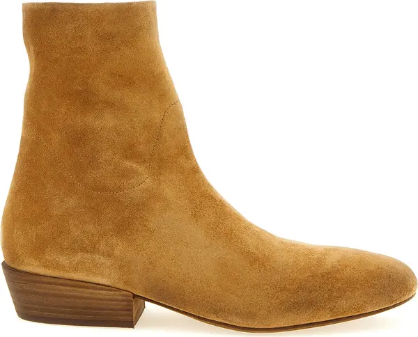 Beige Calfskin Ankle Boots
