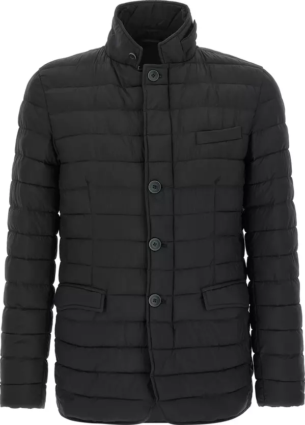Blue Polyamide Full-Length Jacket