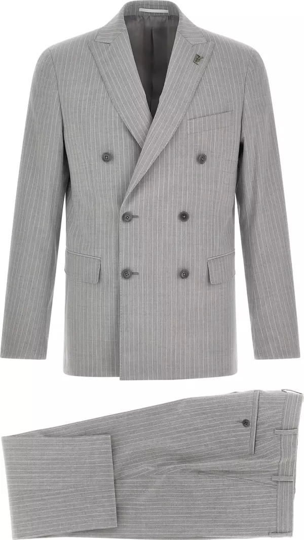 Gray Polyester Two-Piece Suit