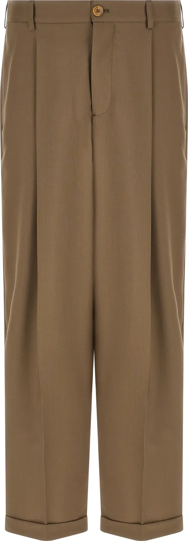 Beige Virgin Wool Casual Pants