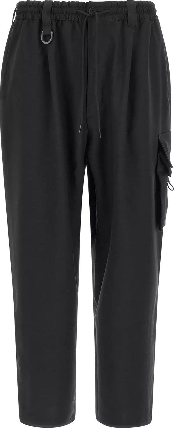 Black Polyester Cargo Pants