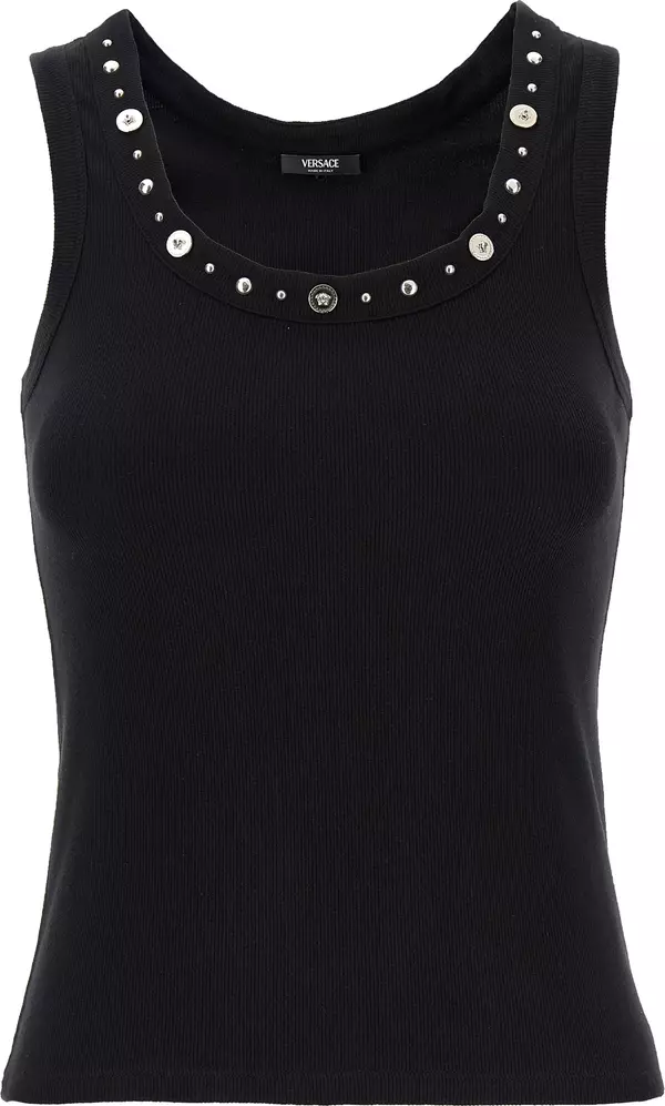 Black Cotton Sleeveles T-Shirt