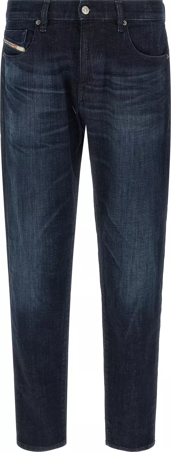 Blue Cotton Straight-Leg Jeans