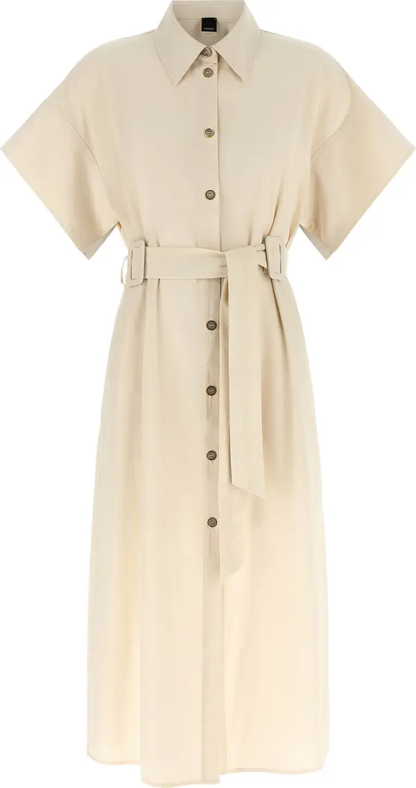 Beige Cotton Midi Dress