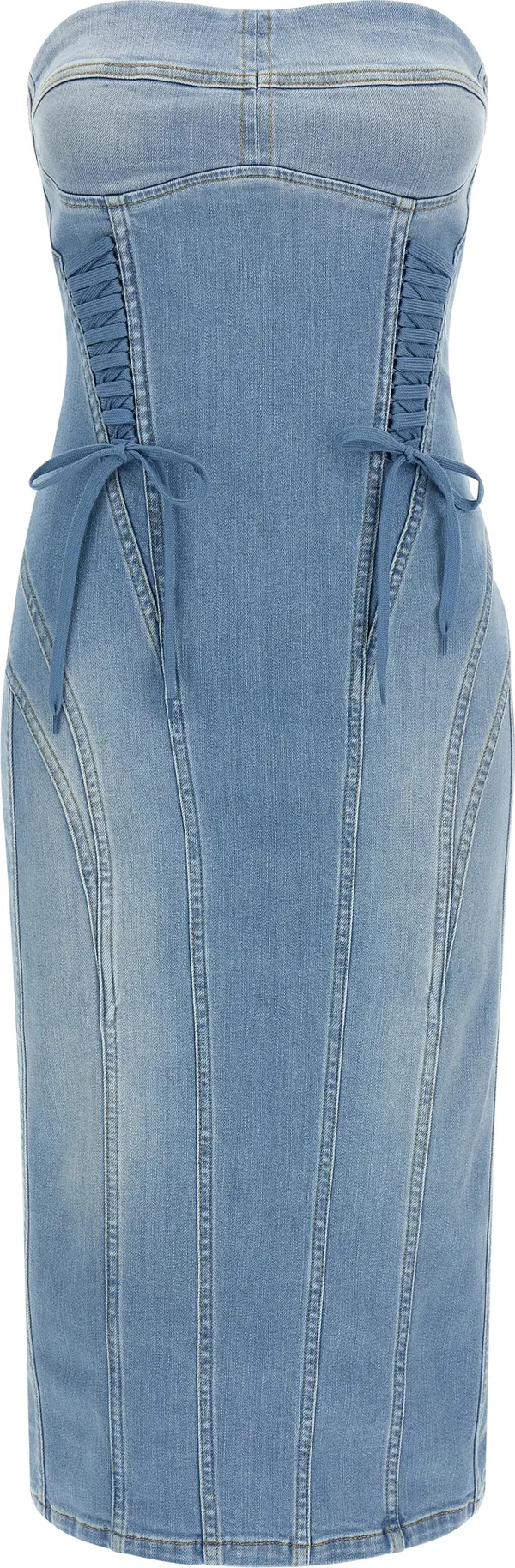 Blue Cotton Midi Dress