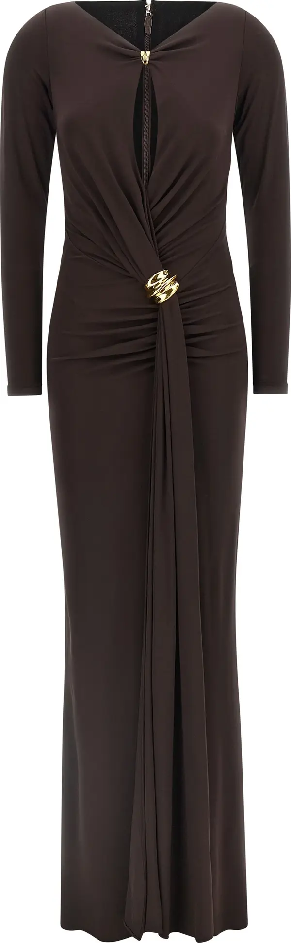 Brown Viscose Long Dress