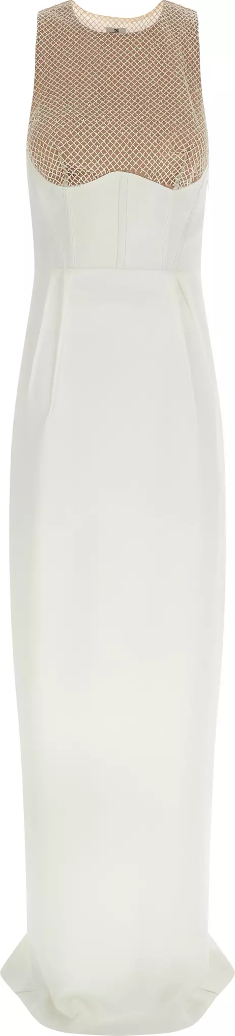 White Polyester Long Dress