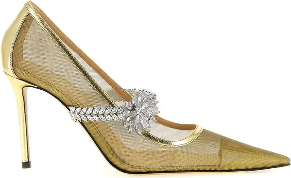 Gold Polyamide High Heel Pumps