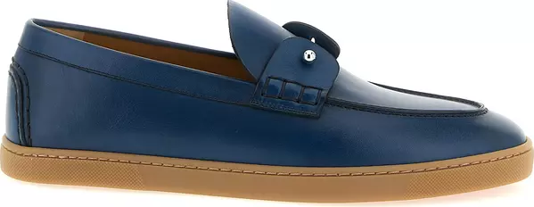 Blue Calfskin Slip-On Loafers
