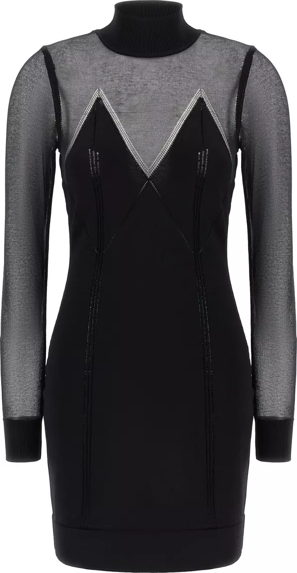 Black Viscose Short Dress