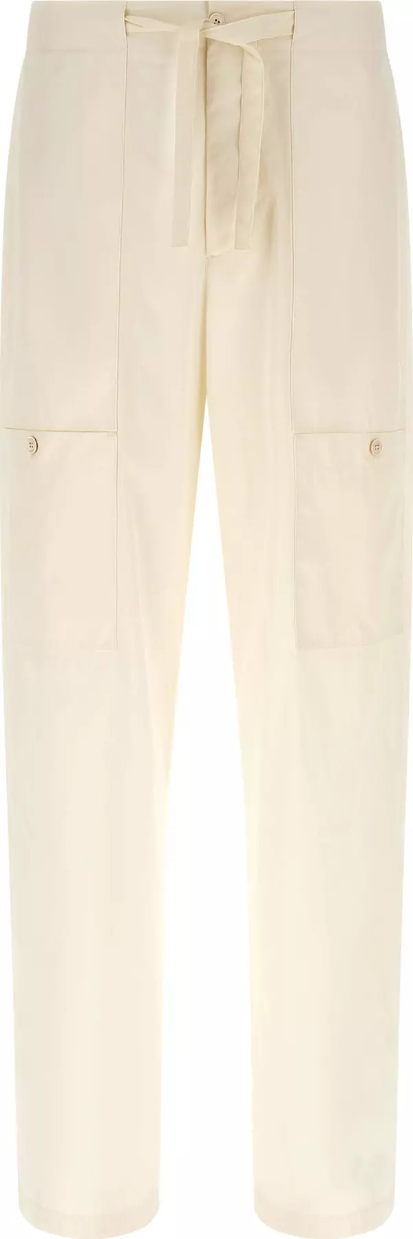 Beige Cotton Cargo Pants