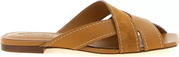 Beige Calfskin Slides