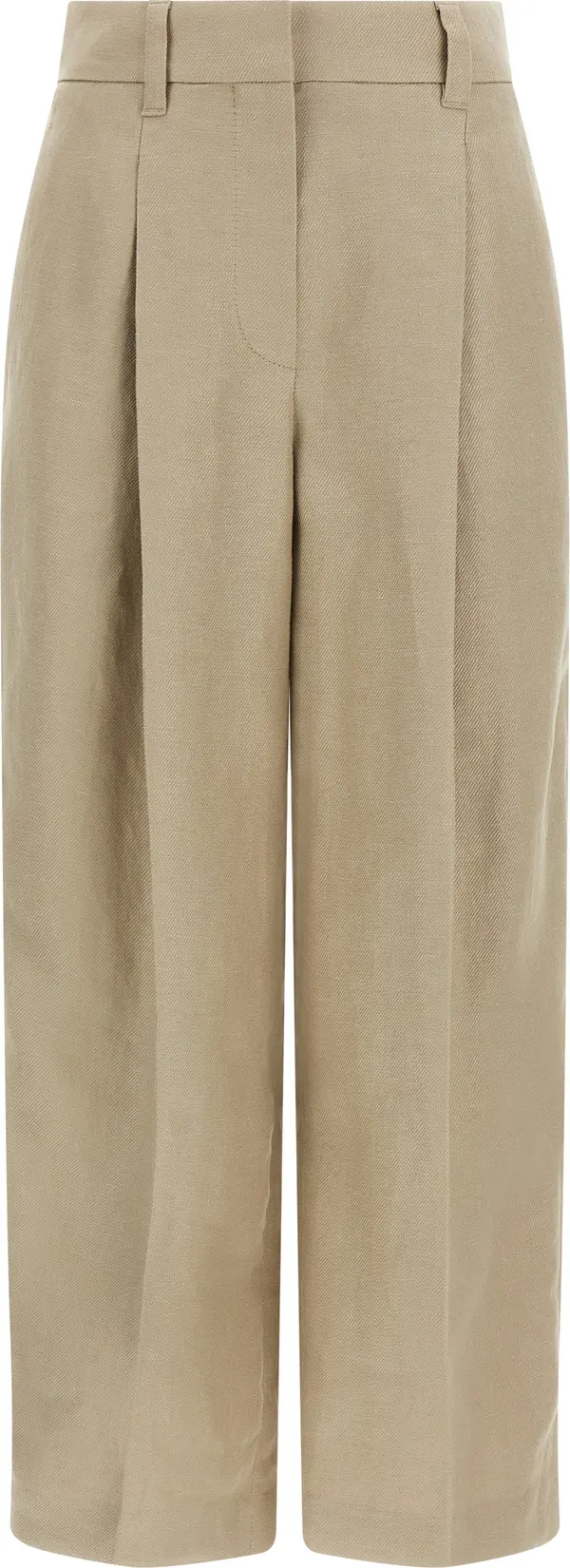 Beige Linen Casual Pants