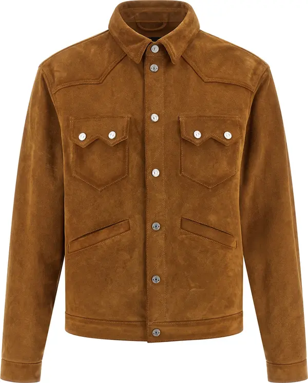 Beige Polyvinyl Leather Jacket
