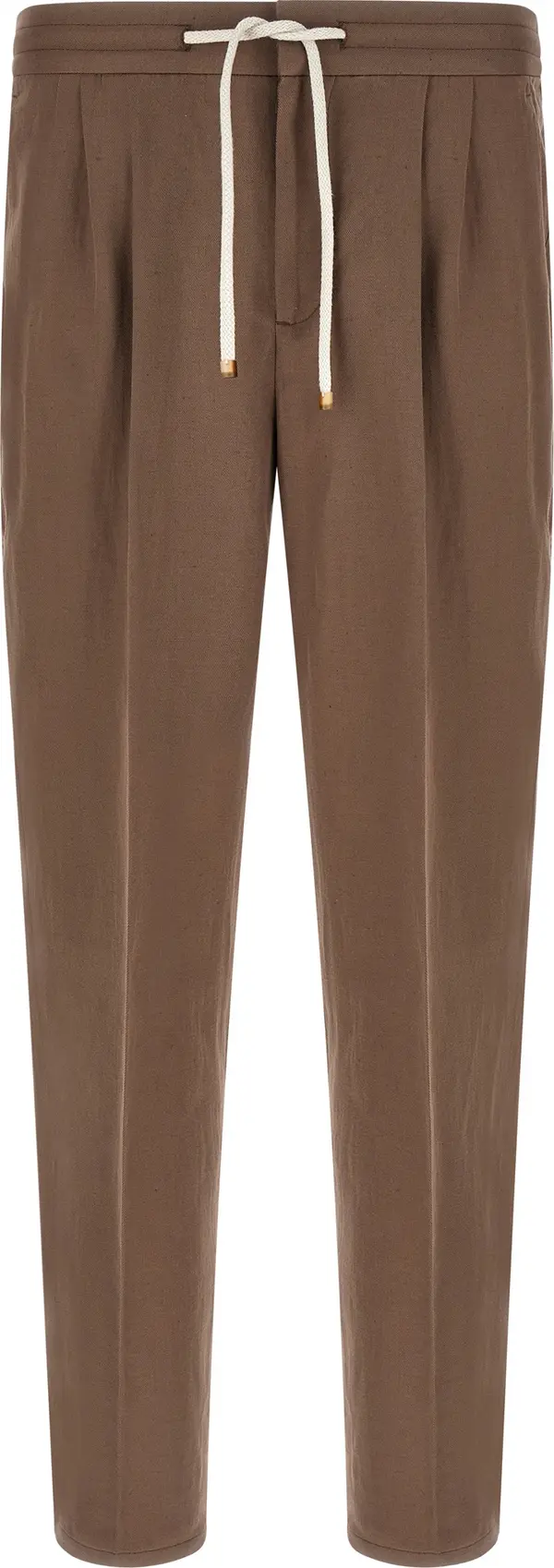 Brown Linen Casual Pants