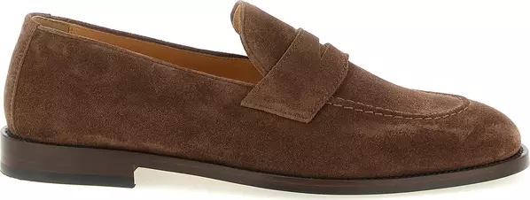 Brown Calfskin Slip-On Loafers