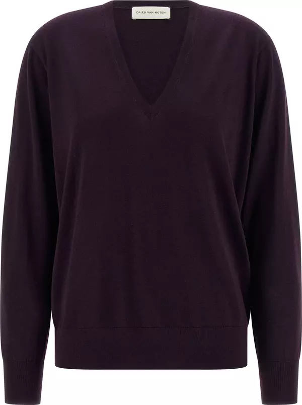 Purple Merino Wool Cardigan