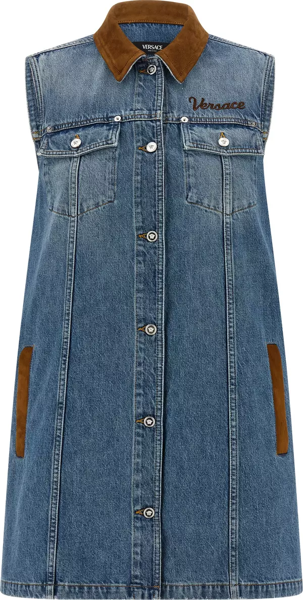 Blue Cotton Short Dress