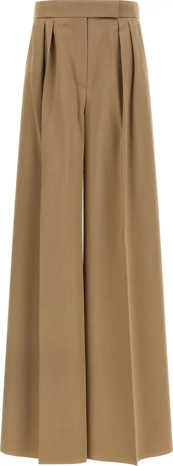 Brown Virgin Wool Casual Pants