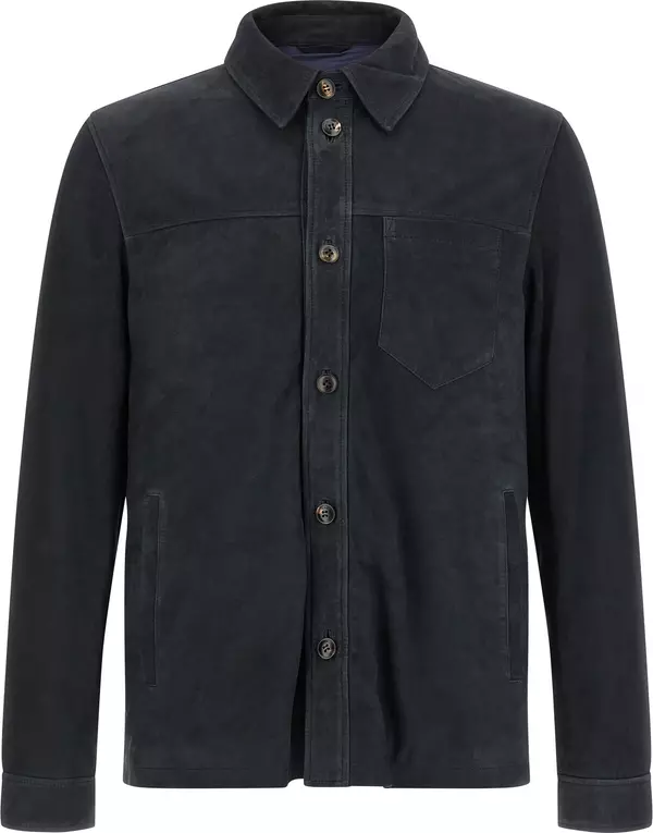 Blue Leather Leather Jacket
