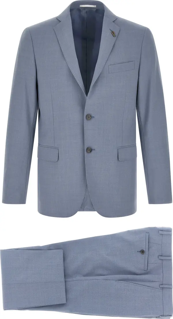 Blue Polyester Two-Piece Suit