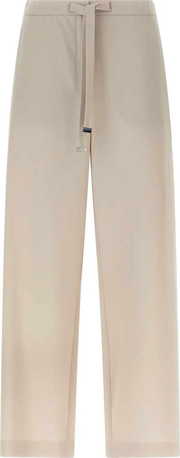 Beige Virgin Wool Athletic Pants