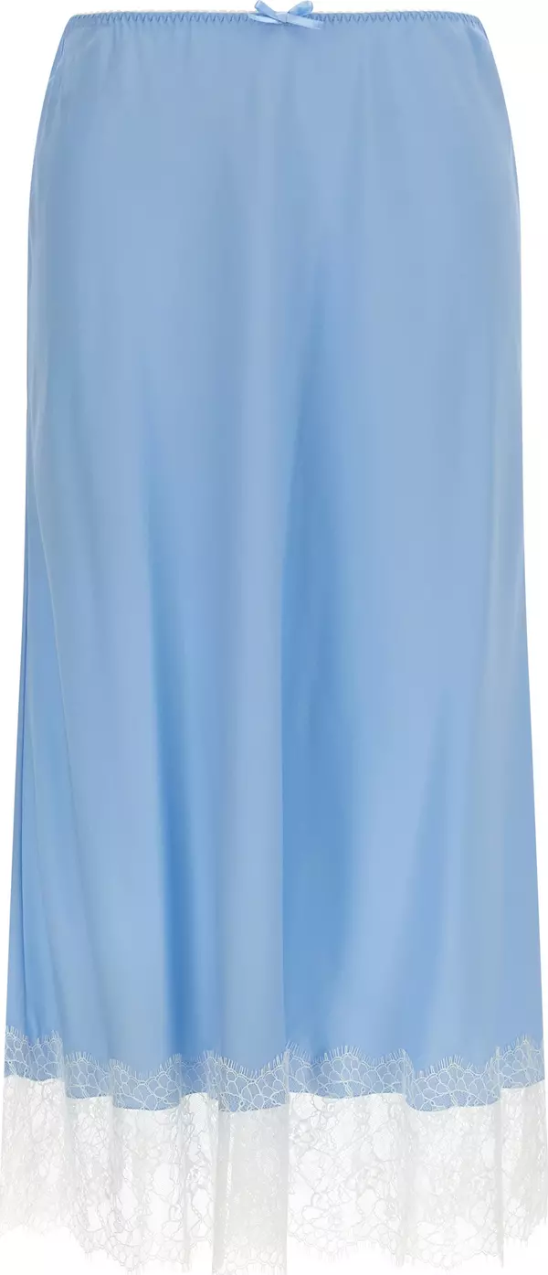Blue Acetate Midi Skirt
