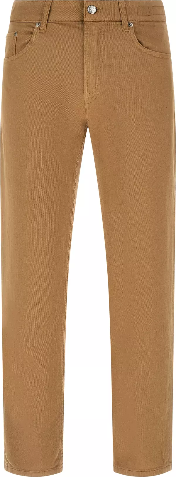 Beige Cotton Straight-Leg Jeans