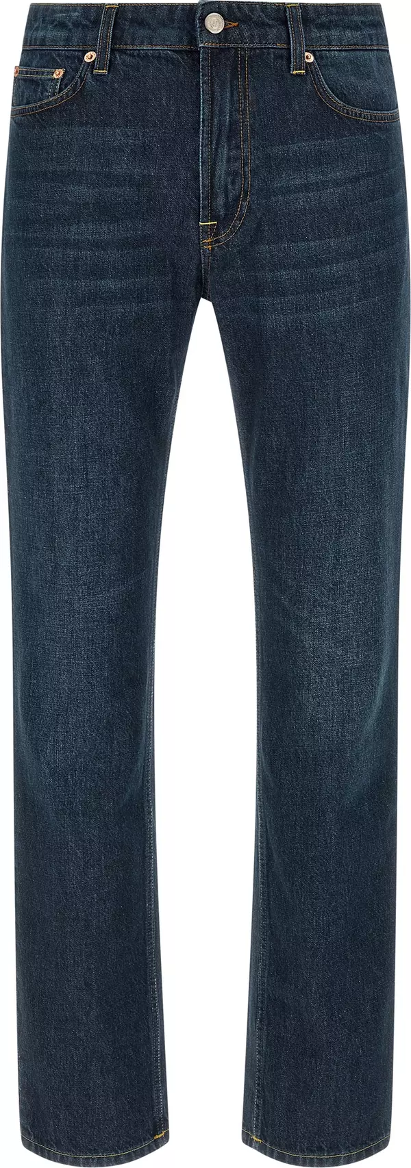Blue Cotton Straight-Leg Jeans