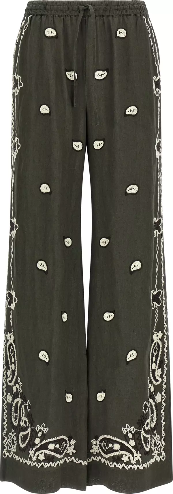Bicolor Linen Casual Pants