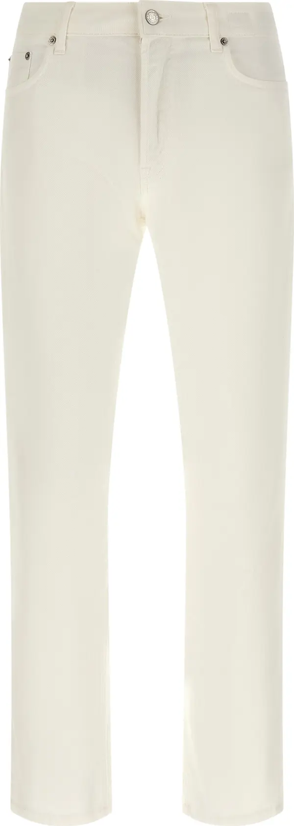 White Cotton Straight-Leg Jeans