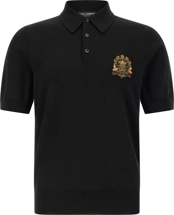 Black Virgin Wool Polo Shirt