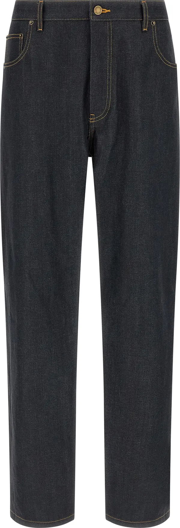 Blue Cotton High-Waisted Jean