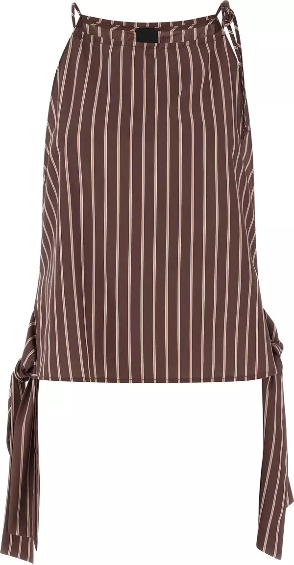 Brown Viscose Sleeveles T-Shirt
