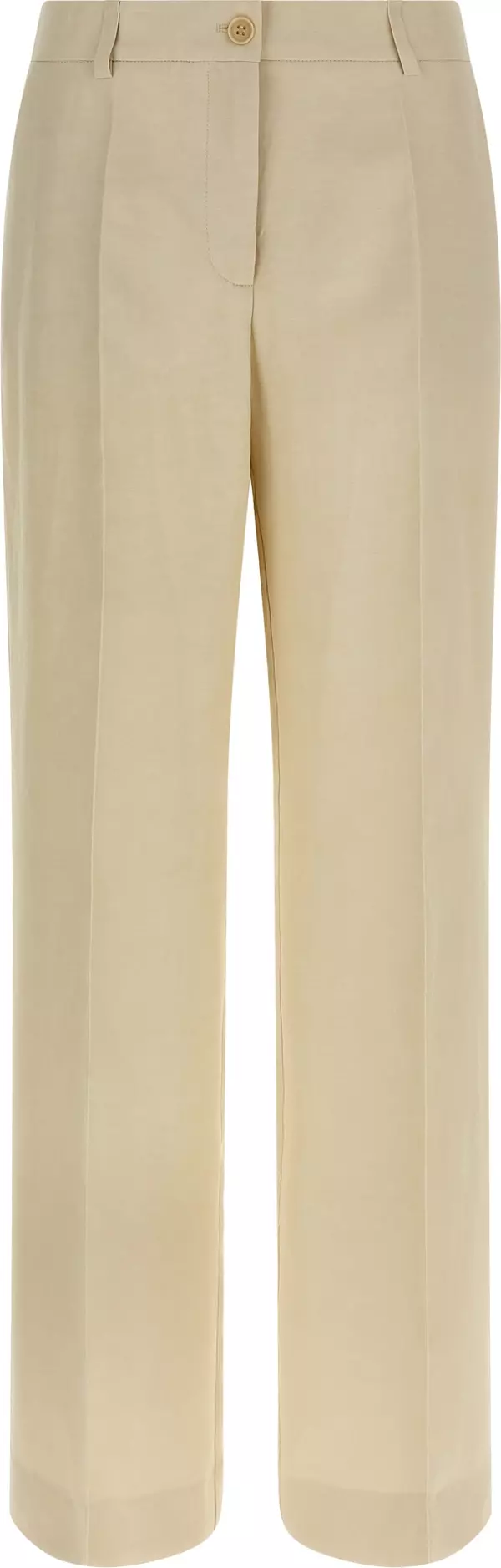 Beige Viscose Casual Pants